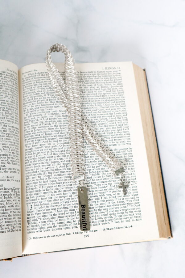 White Silver Bible bookmarks