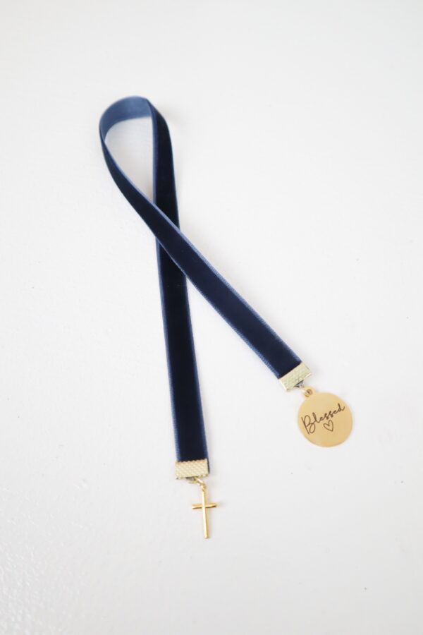 Navy Blue Velvet Bookmark