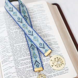 Blue Pattern Bible Bookmark Charm
