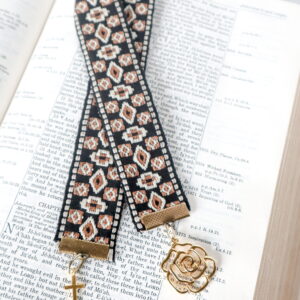 Black Vintage Print Cross Bible Bookmark