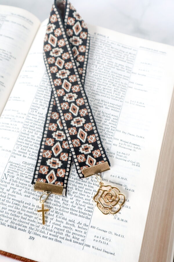 Black Vintage Print Cross Bible Bookmark