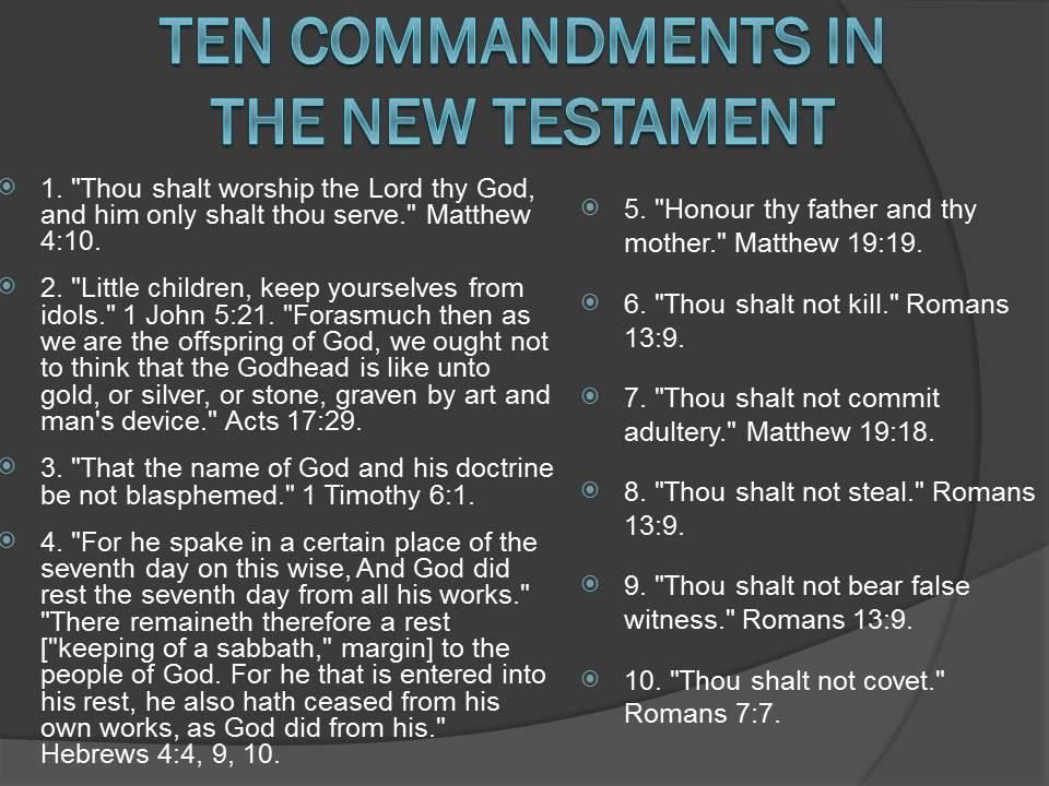 10 commandments in the New Testament